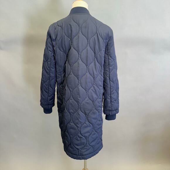 Banana Republic Water-resistant Quilted Long Coat in Navy Size Medium - Picture 10 of 15